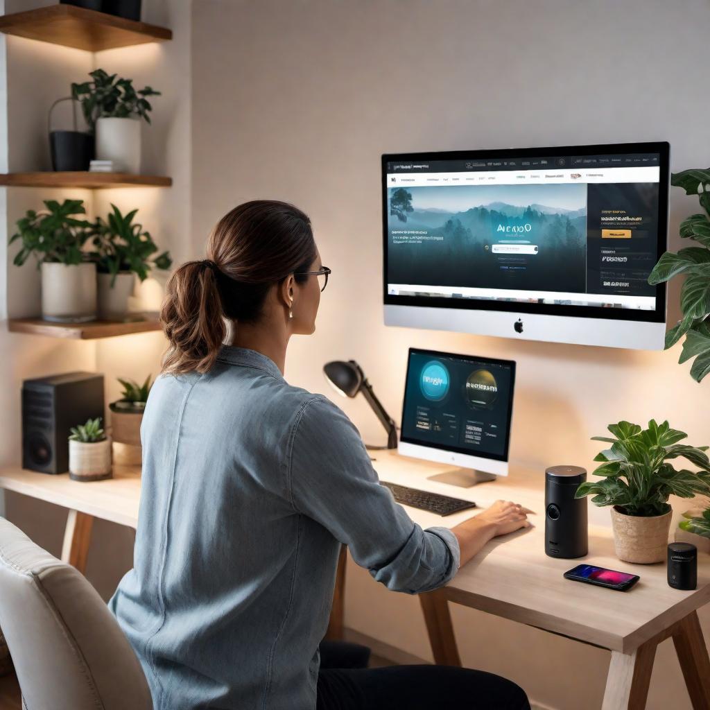  An over-the-shoulder view of a person at home ordering THC products on Amazon. The person is sitting at a desk with a computer monitor showing the Amazon website with a variety of THC products listed. The home environment includes a cozy living room in the background with comfortable furniture and warm lighting. The computer screen displays various THC products with descriptions and prices. The atmosphere is relaxed and casual, indicating a comfortable home setting. Add a caption at the bottom that says “Order anywhere”. hyperrealistic, full body, detailed clothing, highly detailed, cinematic lighting, stunningly beautiful, intricate, sharp focus, f/1. 8, 85mm, (centered image composition), (professionally color graded), ((bright soft diffused light)), volumetric fog, trending on instagram, trending on tumblr, HDR 4K, 8K