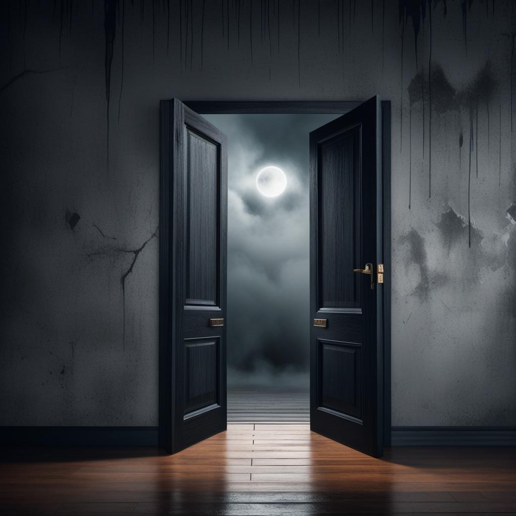  Illustration depicting the contrast between doors representing choices of fear and success, with a modern-day vision and more detailed, real emotions and words attached to the image. 1. **Fear Door** - Scene: A door labeled 'Fear' at the top. A person stands in front, appearing visibly anxious, with a worried look on their face, perhaps sweating or biting their nails. - Mood: Fear, anxiety, hesitation. - Thought Bubbles: 'What if I fail?', 'I'm not ready.', 'It's too risky.' - Visual Elements: The door is dark and ominous, with shadowy figures behind it, cobwebs, and a faintly visible cracked door frame to symbolize neglect and apprehension. - Words displayed at the door: 'Fear' 2. **Success Door** - Scene: A door labeled 'Success' at hyperrealistic, full body, detailed clothing, highly detailed, cinematic lighting, stunningly beautiful, intricate, sharp focus, f/1. 8, 85mm, (centered image composition), (professionally color graded), ((bright soft diffused light)), volumetric fog, trending on instagram, trending on tumblr, HDR 4K, 8K