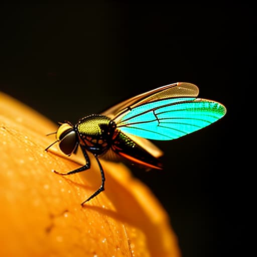  A beautiful neon fly in a transparent glass