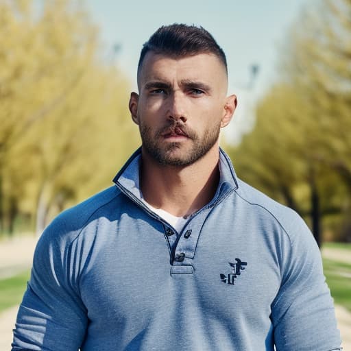 portrait+ style Russian queer fitness model brunette hunk dilf dude face