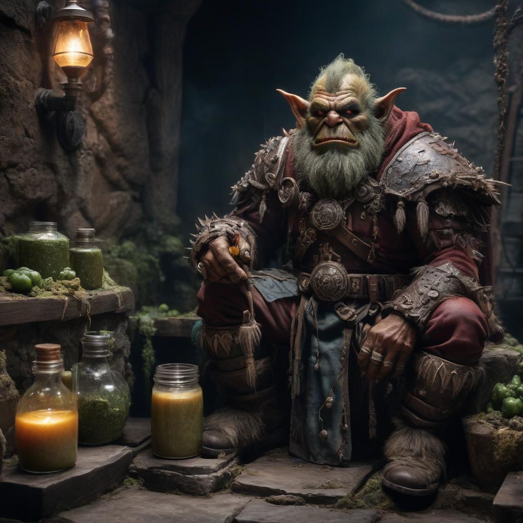  A dying ork, sits, leans on the wall, drinks the healing potion. hyperrealistic, full body, detailed clothing, highly detailed, cinematic lighting, stunningly beautiful, intricate, sharp focus, f/1. 8, 85mm, (centered image composition), (professionally color graded), ((bright soft diffused light)), volumetric fog, trending on instagram, trending on tumblr, HDR 4K, 8K