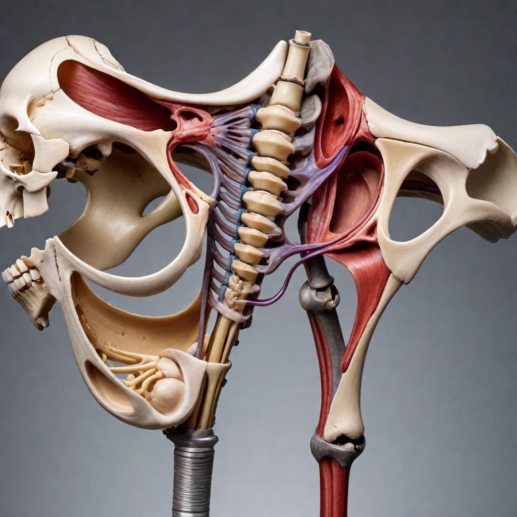  Detailed anatomical diagram of the hip bone, clearly labeling the obturator foramen. Make sure the other parts of the hip bone, such as the pubis, ischium, and ilium, are also labeled for better understanding. hyperrealistic, full body, detailed clothing, highly detailed, cinematic lighting, stunningly beautiful, intricate, sharp focus, f/1. 8, 85mm, (centered image composition), (professionally color graded), ((bright soft diffused light)), volumetric fog, trending on instagram, trending on tumblr, HDR 4K, 8K