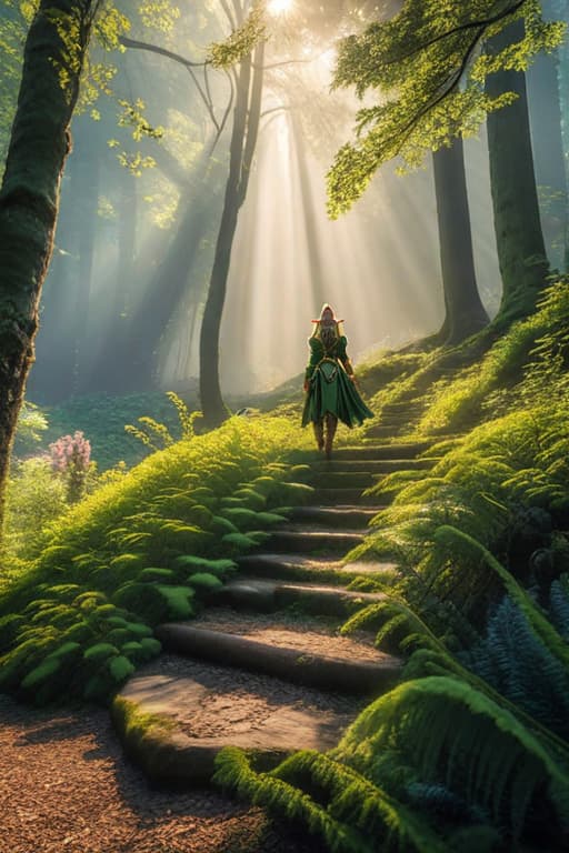  Woodland elves dancing in afternoon light, forest, masterpiece, ultra realistic, best quality image, 8k wallpaper hyperrealistic, full body, detailed clothing, highly detailed, cinematic lighting, stunningly beautiful, intricate, sharp focus, f/1. 8, 85mm, (centered image composition), (professionally color graded), ((bright soft diffused light)), volumetric fog, trending on instagram, trending on tumblr, HDR 4K, 8K