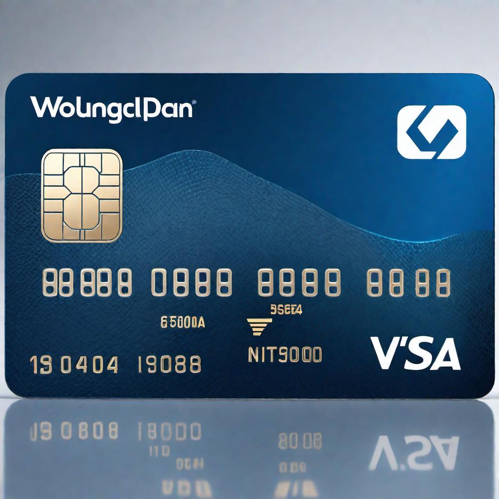  A realistic debit card with a bank logo, card number, cardholder's name, expiration date, and a security chip. The design should be sleek and modern with a blue and silver color scheme. hyperrealistic, full body, detailed clothing, highly detailed, cinematic lighting, stunningly beautiful, intricate, sharp focus, f/1. 8, 85mm, (centered image composition), (professionally color graded), ((bright soft diffused light)), volumetric fog, trending on instagram, trending on tumblr, HDR 4K, 8K