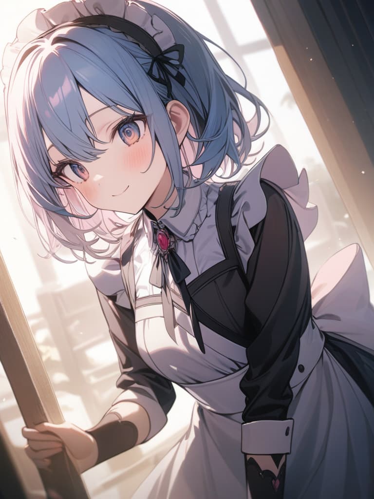  Cute, girl, big eyes, skirts, maid clothes, exposure, smiles, two people, light blue hair, pink hair, masterpiece, best quality,8k,ultra detailed,high resolution,an extremely delicate and beautiful,hyper detail