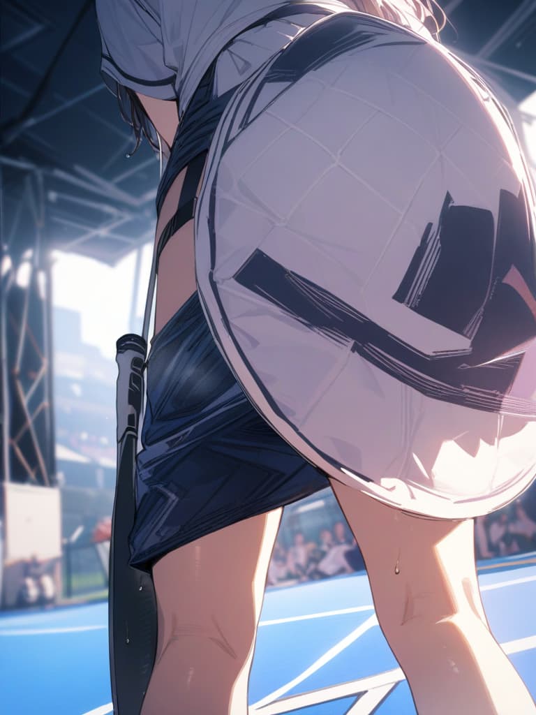  Soft tennis, 1Girl, sweat, tennis racket,, masterpiece, best quality,8k,ultra detailed,high resolution,an extremely delicate and beautiful,hyper detail