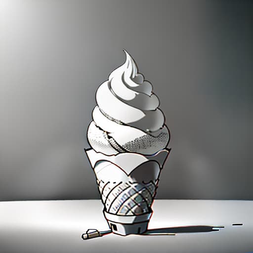  Draw ice cream in a cone shaped wafer cone, in cartoon style., Sketch, Manga Sketch, Pencil drawing, Black and White, Manga, Manga style, Low detail, Line art, vector art, Monochromatic, by katsuhiro otomo and masamune shirow and studio ghilibi and yukito kishiro hyperrealistic, full body, detailed clothing, highly detailed, cinematic lighting, stunningly beautiful, intricate, sharp focus, f/1. 8, 85mm, (centered image composition), (professionally color graded), ((bright soft diffused light)), volumetric fog, trending on instagram, trending on tumblr, HDR 4K, 8K