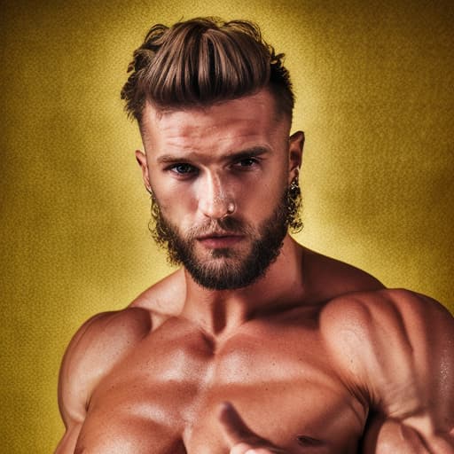 portrait+ style Russian queer fitness model blonde hunk dilf dude face