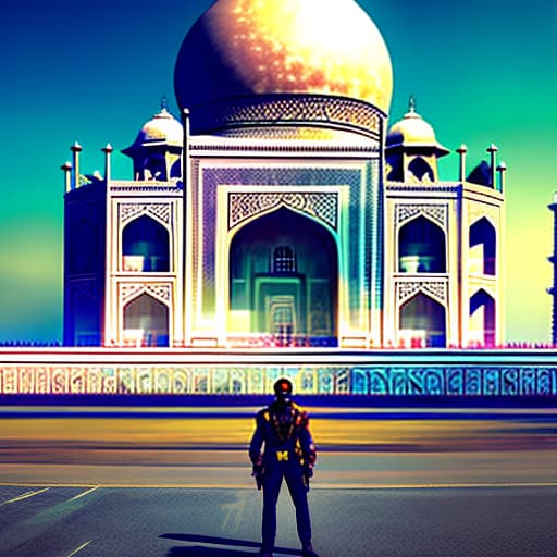 nvinkpunk taj mahal hyperrealistic, full body, detailed clothing, highly detailed, cinematic lighting, stunningly beautiful, intricate, sharp focus, f/1. 8, 85mm, (centered image composition), (professionally color graded), ((bright soft diffused light)), volumetric fog, trending on instagram, trending on tumblr, HDR 4K, 8K