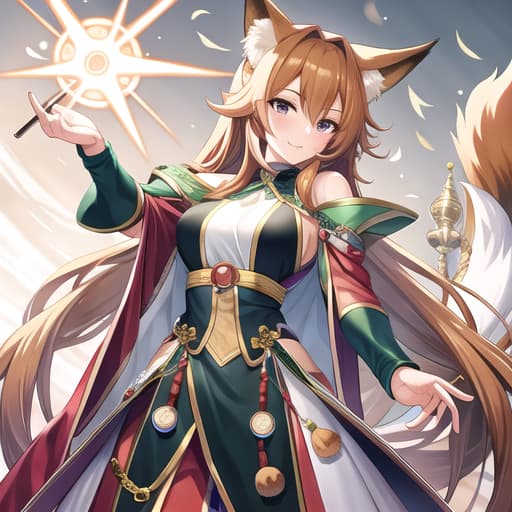  master piece , best quality,Foxy , long hair, hair, , wizard