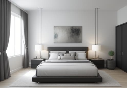  modern bedroom, higly detailed