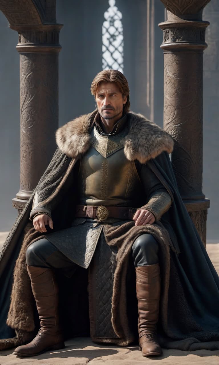  Game of Thrones: Jaime Lannister, full height hyperrealistic, full body, detailed clothing, highly detailed, cinematic lighting, stunningly beautiful, intricate, sharp focus, f/1. 8, 85mm, (centered image composition), (professionally color graded), ((bright soft diffused light)), volumetric fog, trending on instagram, trending on tumblr, HDR 4K, 8K