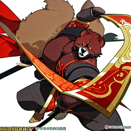  imagem de um urso Pardo com armaduras de um Guerreiro da China