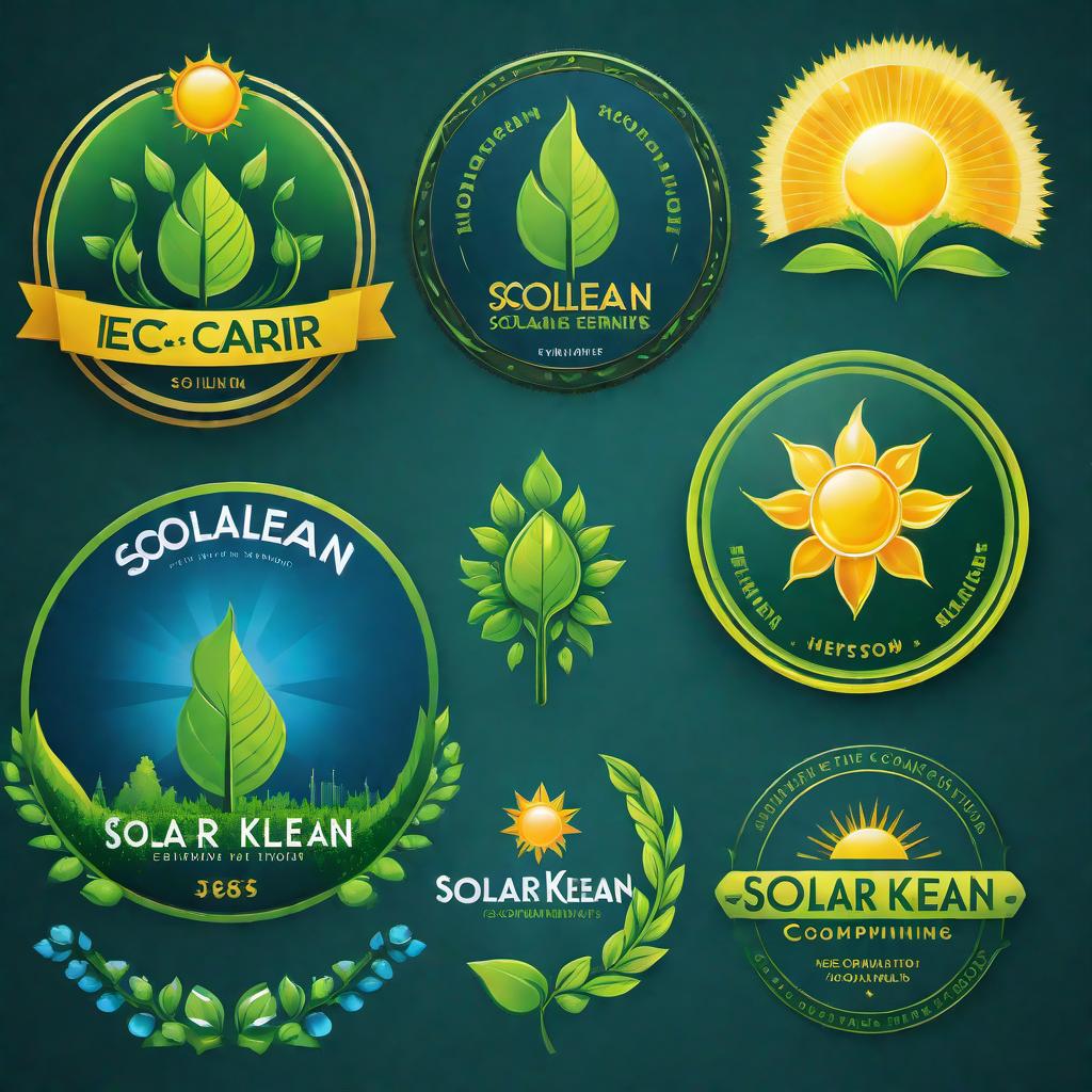  Design a modern and eco-friendly vector logo for 'Solar-Klean', a company specializing in solar panel cleaning services. The logo should evoke a sense of cleanliness, sustainability, and technological advancement. Key elements to include are: - A stylized sun to represent solar energy. - Clean, crisp lines to symbolize cleanliness. - Eco-friendly colors like green, blue, and yellow. - Sans-serif font for a modern look. - Subtle incorporation of water or droplets to suggest cleaning. - Solar panel graphic elements. The overall design should be simple yet impactful, conveying the company's commitment to maintaining the efficiency and longevity of solar panels while promoting green energy solutions. hyperrealistic, full body, detailed clothing, highly detailed, cinematic lighting, stunningly beautiful, intricate, sharp focus, f/1. 8, 85mm, (centered image composition), (professionally color graded), ((bright soft diffused light)), volumetric fog, trending on instagram, trending on tumblr, HDR 4K, 8K