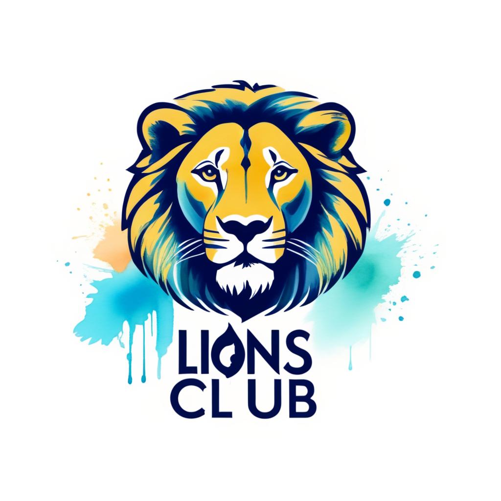  Logo, (pencil style), Aquarellstil, Logo eines Löwen, Lions, Club, Freunde, Vereinigung