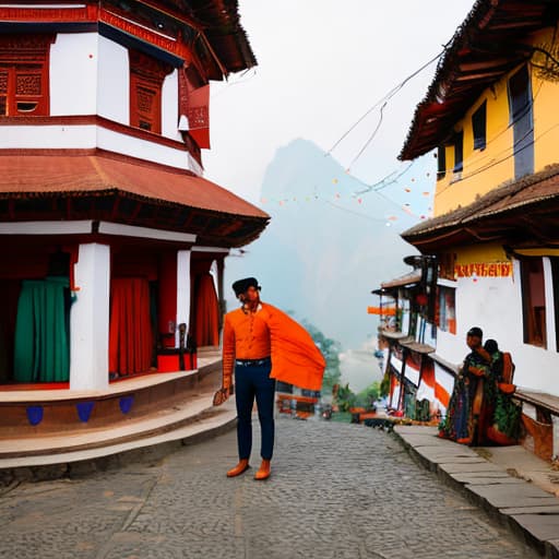 analog style lord hanuman catch Nepal flag hyperrealistic, full body, detailed clothing, highly detailed, cinematic lighting, stunningly beautiful, intricate, sharp focus, f/1. 8, 85mm, (centered image composition), (professionally color graded), ((bright soft diffused light)), volumetric fog, trending on instagram, trending on tumblr, HDR 4K, 8K