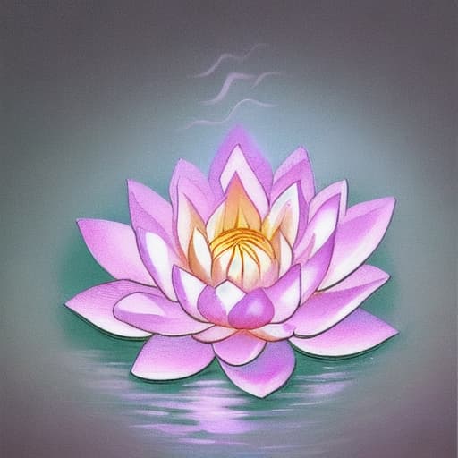  Image of 1 white lotus flower in heaven with serenity tone and holy spirituality mood create overall image in very lovely pastel palette