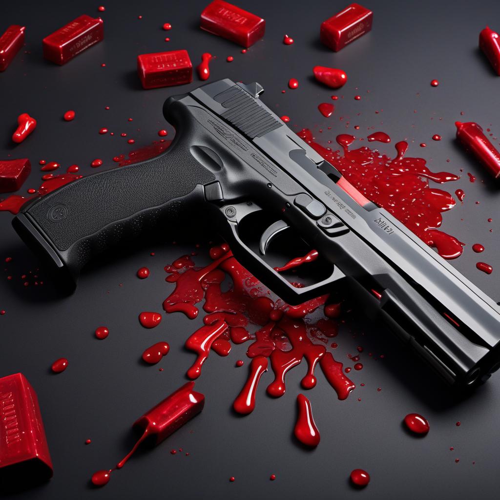  Image featuring the words 'ACTIVE MEMBERS' prominently in the center with a bold, red font. The letters have a dripping blood effect to signify intensity or dramatic flair. In between the words 'ACTIVE' and 'MEMBERS' is an image of a handgun facing upwards. The background is dark to emphasize the aggressive and intense aesthetic. hyperrealistic, full body, detailed clothing, highly detailed, cinematic lighting, stunningly beautiful, intricate, sharp focus, f/1. 8, 85mm, (centered image composition), (professionally color graded), ((bright soft diffused light)), volumetric fog, trending on instagram, trending on tumblr, HDR 4K, 8K