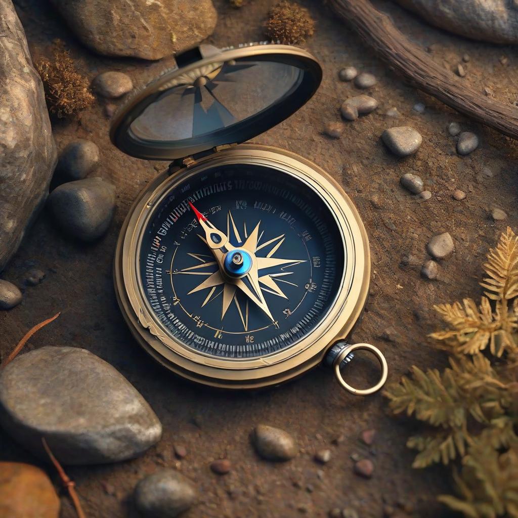  Compass: A reliable tool for navigating the terrain. hyperrealistic, full body, detailed clothing, highly detailed, cinematic lighting, stunningly beautiful, intricate, sharp focus, f/1. 8, 85mm, (centered image composition), (professionally color graded), ((bright soft diffused light)), volumetric fog, trending on instagram, trending on tumblr, HDR 4K, 8K