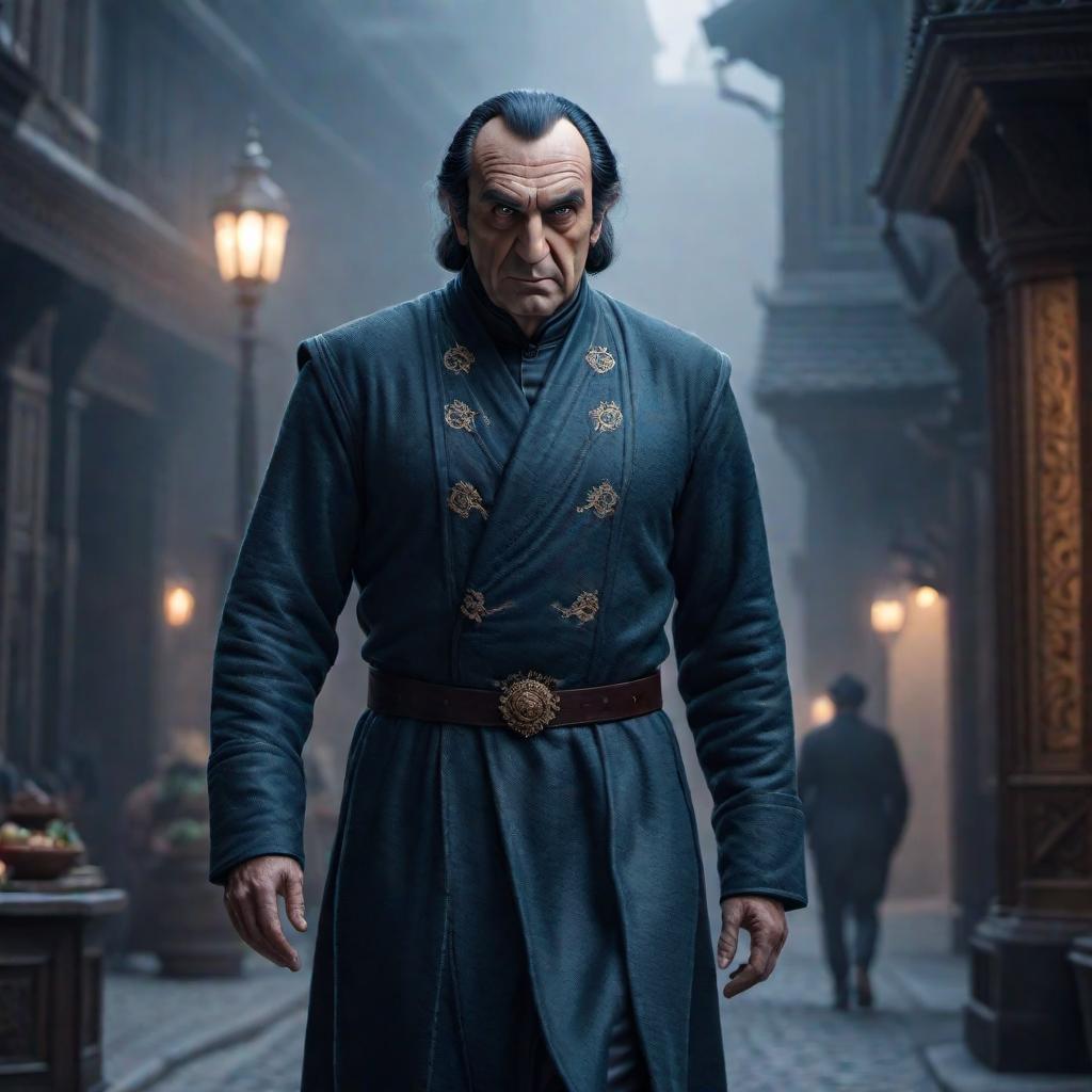  Gargamel hyperrealistic, full body, detailed clothing, highly detailed, cinematic lighting, stunningly beautiful, intricate, sharp focus, f/1. 8, 85mm, (centered image composition), (professionally color graded), ((bright soft diffused light)), volumetric fog, trending on instagram, trending on tumblr, HDR 4K, 8K