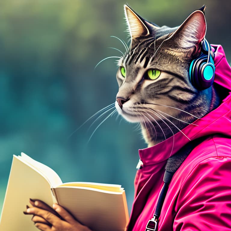 nvinkpunk Realistic image of a cat wearing headphones and reading glasses while riding a bus hyperrealistic, full body, detailed clothing, highly detailed, cinematic lighting, stunningly beautiful, intricate, sharp focus, f/1. 8, 85mm, (centered image composition), (professionally color graded), ((bright soft diffused light)), volumetric fog, trending on instagram, trending on tumblr, HDR 4K, 8K