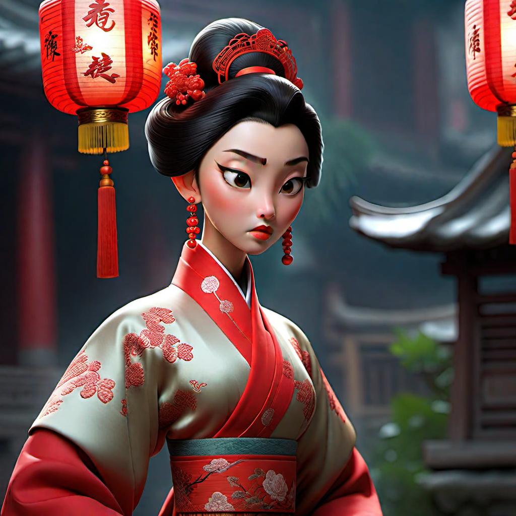  Zhang Yimou's classic film "Raise the Red Lantern" hyperrealistic, full body, detailed clothing, highly detailed, cinematic lighting, stunningly beautiful, intricate, sharp focus, f/1. 8, 85mm, (centered image composition), (professionally color graded), ((bright soft diffused light)), volumetric fog, trending on instagram, trending on tumblr, HDR 4K, 8K