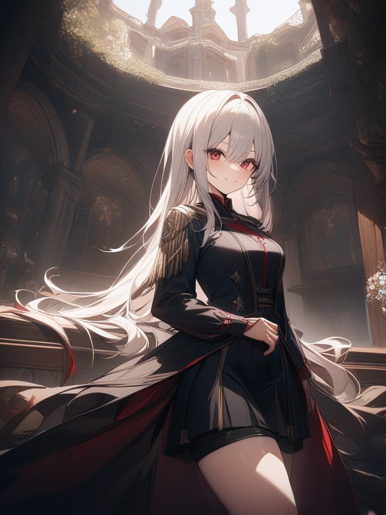  Monastery, long hair, vampire, smile, masterpiece, best quality,8k,ultra detailed,high resolution,an extremely delicate and beautiful,hyper detail