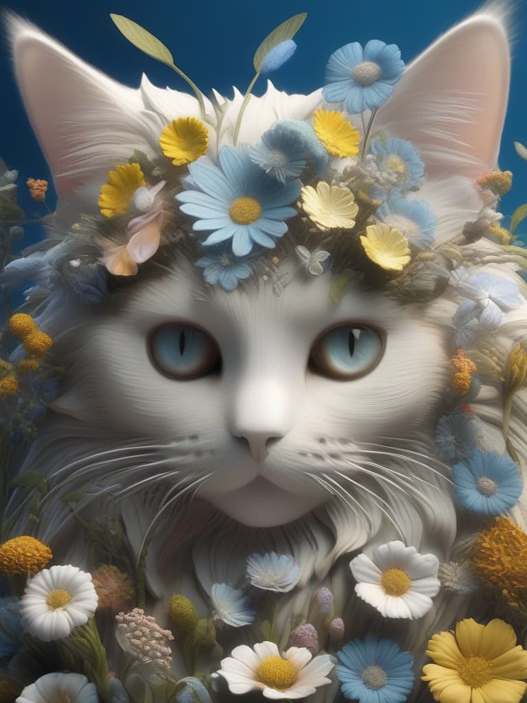  Cat metamorphosis flower, masterpiece, best quality,8k,ultra detailed,high resolution,an extremely delicate and beautiful,hyper detail