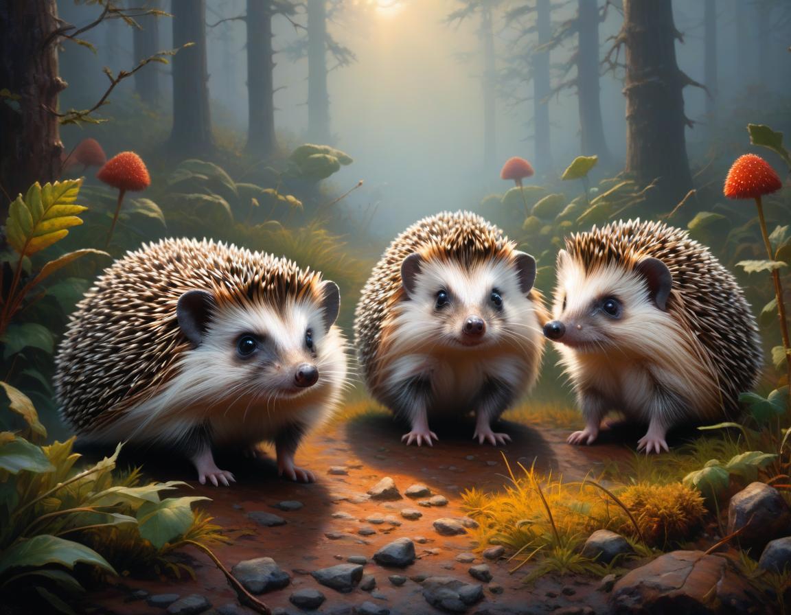  retro game art oil painting on canvas five Hedgehogs in the fog Russian cartoon . 16 bit, vibrant colors, pixelated, nostalgic, charming, fun hyperrealistic, full body, detailed clothing, highly detailed, cinematic lighting, stunningly beautiful, intricate, sharp focus, f/1. 8, 85mm, (centered image composition), (professionally color graded), ((bright soft diffused light)), volumetric fog, trending on instagram, trending on tumblr, HDR 4K, 8K