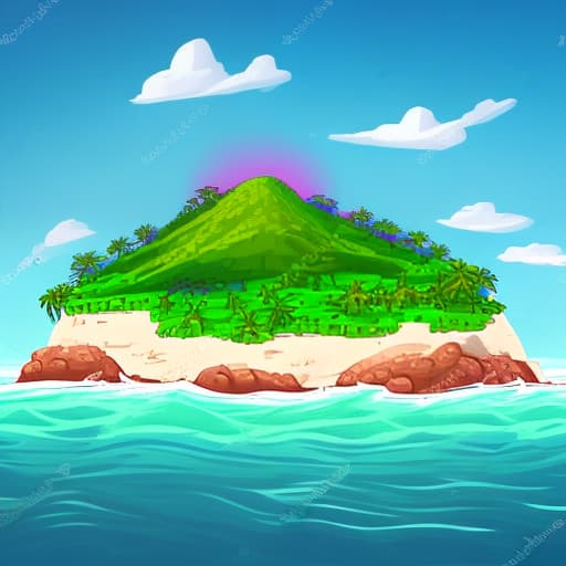  Big ocean with many islands, nature style