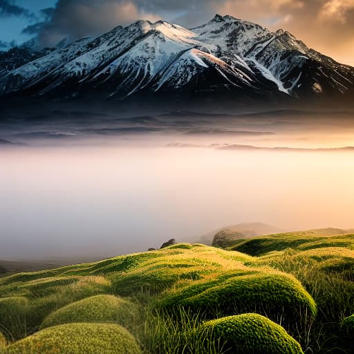  night moon grass and mountain hyperrealistic, full body, detailed clothing, highly detailed, cinematic lighting, stunningly beautiful, intricate, sharp focus, f/1. 8, 85mm, (centered image composition), (professionally color graded), ((bright soft diffused light)), volumetric fog, trending on instagram, trending on tumblr, HDR 4K, 8K