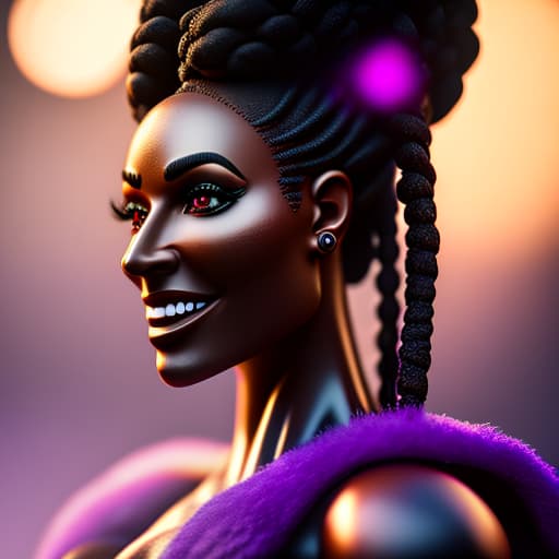 estilovintedois A nymph with black braided hair looks like a warrior and smiles at the purple magic girl with brown curly hair standing in front of her hyperrealistic, full body, detailed clothing, highly detailed, cinematic lighting, stunningly beautiful, intricate, sharp focus, f/1. 8, 85mm, (centered image composition), (professionally color graded), ((bright soft diffused light)), volumetric fog, trending on instagram, trending on tumblr, HDR 4K, 8K