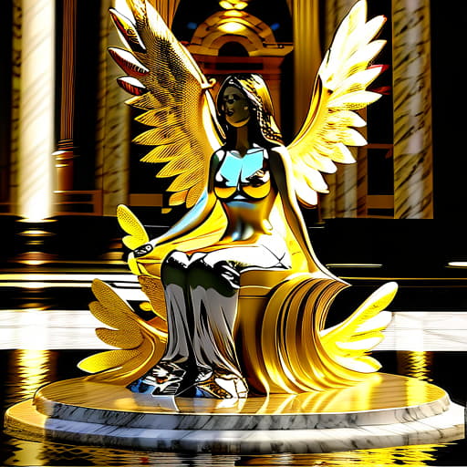  (masterpiece:1.2, best quality), Marblegold, marble sculpture of a woman, praying on a pool of liquid gold, large wings, marble floor, perfect lighting <lora:Marblegold 000009:1>