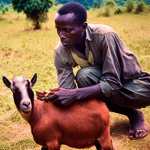 analog style slaughtering a goat in kondoa village in Tanzania