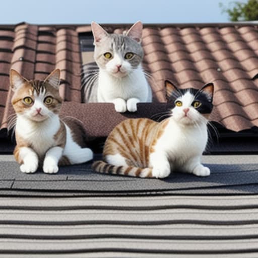  cat are sitting on the roof