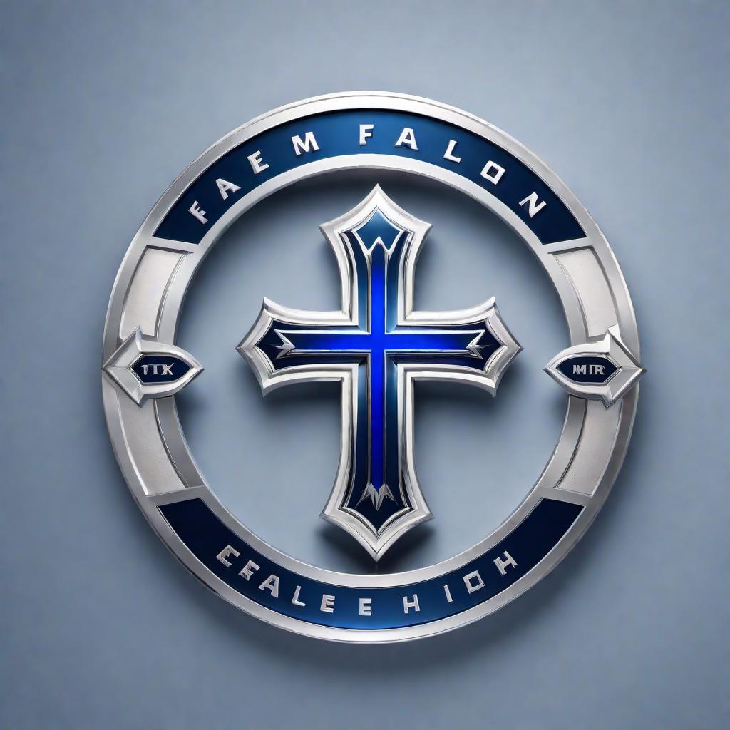  Create a logo design featuring two F's back-to-back with a cross in the middle, accompanied by the text 'Falcon Finish'. The design should be sleek, modern, and professional, reflecting a sense of strength and precision. Incorporate colors that convey confidence and sophistication, such as deep blue or silver tones. Emphasize clean lines and bold typography to enhance the overall visual impact of the logo. hyperrealistic, full body, detailed clothing, highly detailed, cinematic lighting, stunningly beautiful, intricate, sharp focus, f/1. 8, 85mm, (centered image composition), (professionally color graded), ((bright soft diffused light)), volumetric fog, trending on instagram, trending on tumblr, HDR 4K, 8K