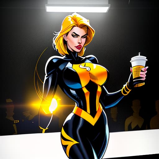  yellow cup winner icon, Graphic novel bold lines dynamic poses speech bubbles Frank Miller Alex Ross Jim Lee Fiona Staples Mike Mignola hyperrealistic, full body, detailed clothing, highly detailed, cinematic lighting, stunningly beautiful, intricate, sharp focus, f/1. 8, 85mm, (centered image composition), (professionally color graded), ((bright soft diffused light)), volumetric fog, trending on instagram, trending on tumblr, HDR 4K, 8K