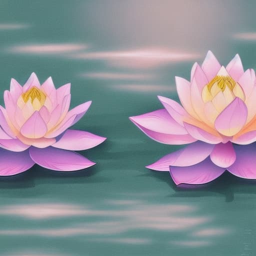  Image of 1 white lotus flower in heaven with serenity tone and holy spirituality mood create overall image in very lovely pastel palette