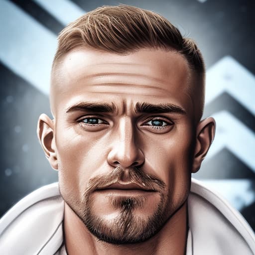 portrait+ style Russian queer IFBB died blonde hunk dilf dude face