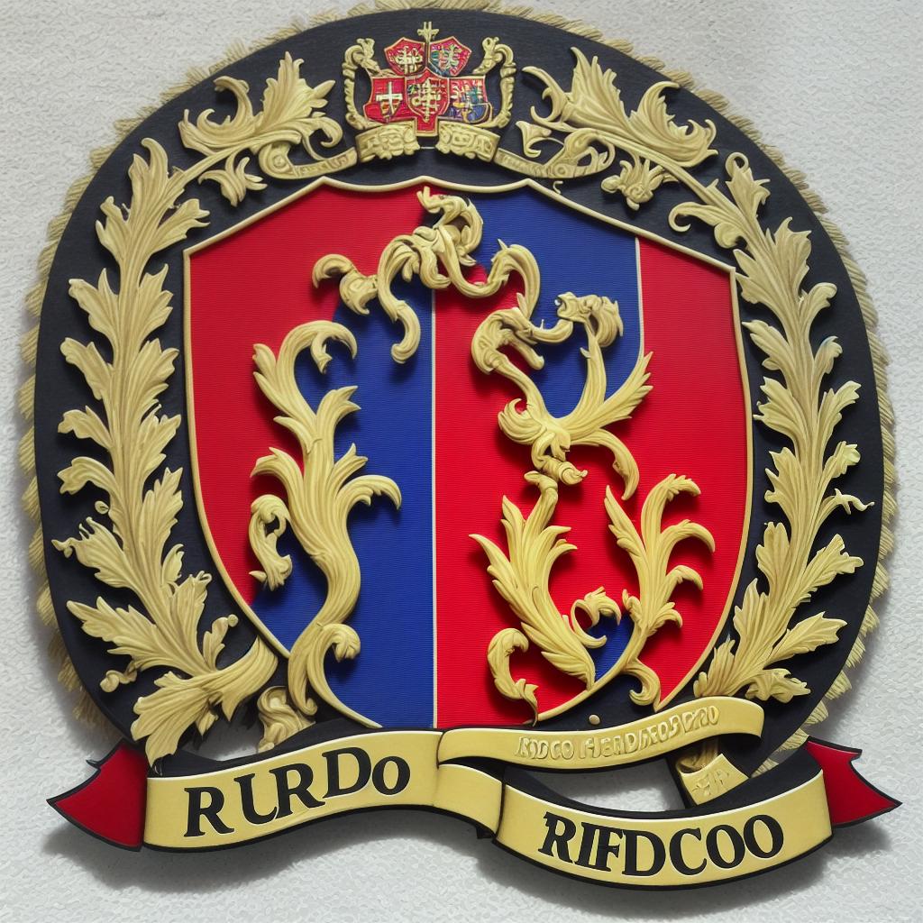  escudo heráldico con iniciales RFA en modo 3d y anine