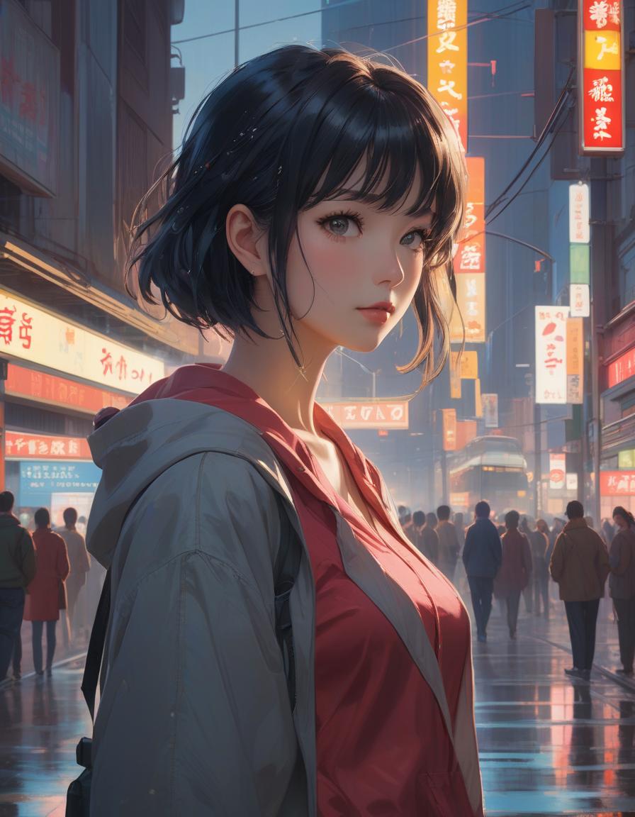  hyperrealistic art (), art by atey ghailan, painterly anime style at pixiv, art by kantoku, in art style of redjuice/necömi/rella/tiv pixiv collab, your name anime art style, masterpiece digital painting, exquisite lighting and composition, inspired by wlop art style, 8k, sharp, very detailed, high resolution, illustration . extremely high resolution details, photographic, realism pushed to extreme, fine texture, incredibly lifelike hyperrealistic, full body, detailed clothing, highly detailed, cinematic lighting, stunningly beautiful, intricate, sharp focus, f/1. 8, 85mm, (centered image composition), (professionally color graded), ((bright soft diffused light)), volumetric fog, trending on instagram, trending on tumblr, HDR 4K, 8K