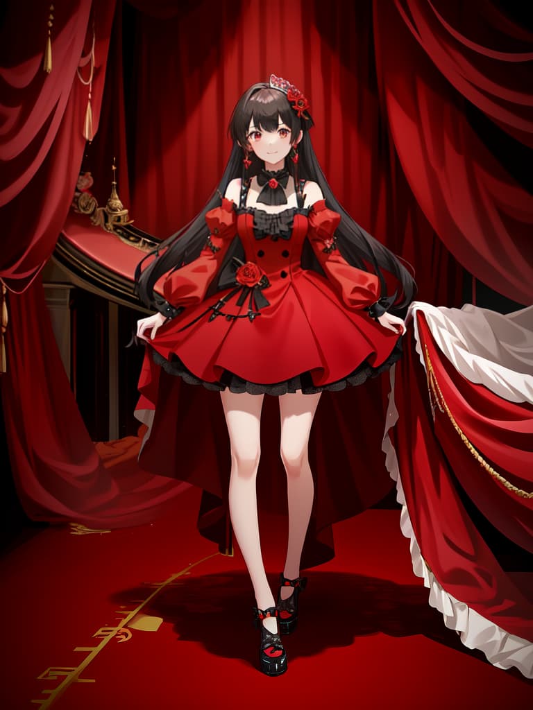  Vtuber, idol, cute, red dress, masterpiece, best quality,8k,ultra detailed,high resolution,an extremely delicate and beautiful,hyper detail