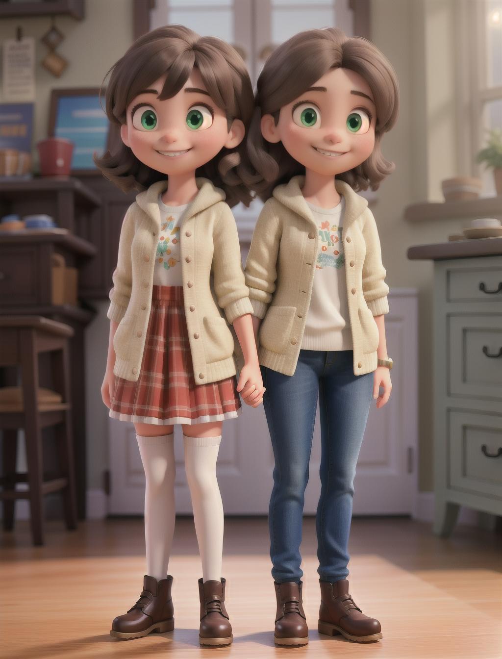  2 kids standing up full body showing smiles very cute from America hyperrealistic, full body, detailed clothing, highly detailed, cinematic lighting, stunningly beautiful, intricate, sharp focus, f/1. 8, 85mm, (centered image composition), (professionally color graded), ((bright soft diffused light)), volumetric fog, trending on instagram, trending on tumblr, HDR 4K, 8K