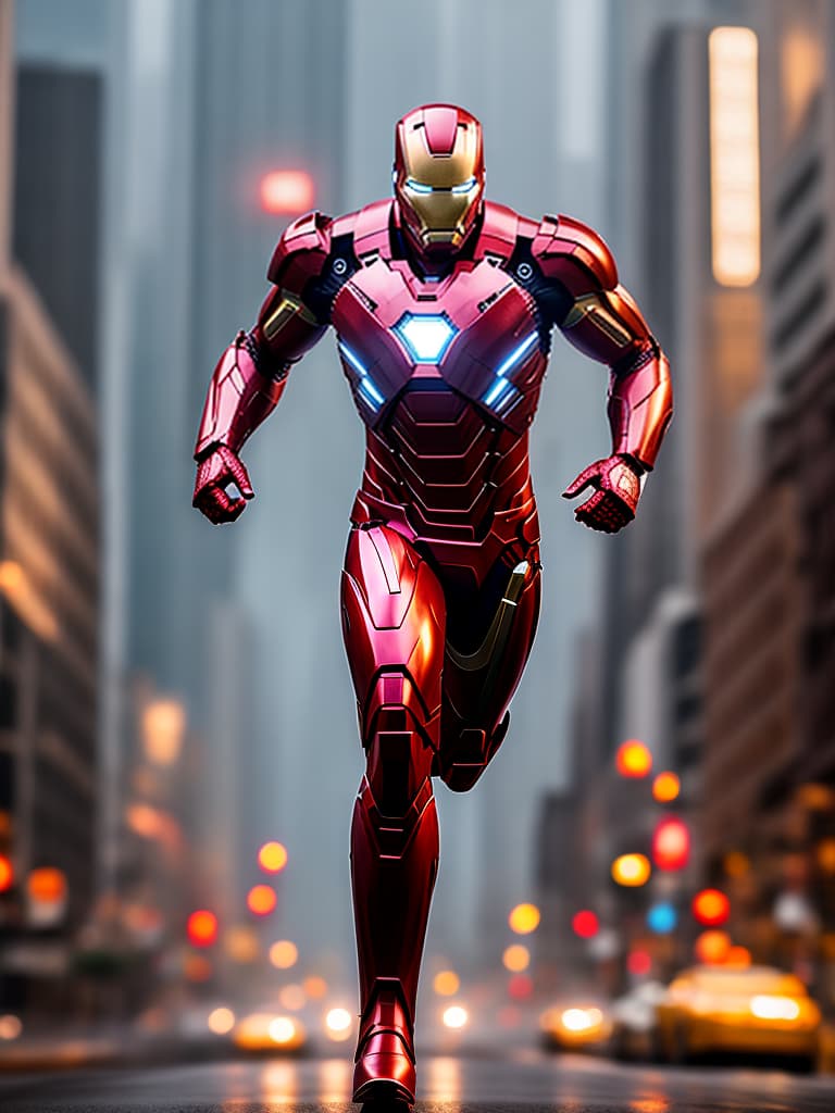  Ironman hyperrealistic, full body, detailed clothing, highly detailed, cinematic lighting, stunningly beautiful, intricate, sharp focus, f/1. 8, 85mm, (centered image composition), (professionally color graded), ((bright soft diffused light)), volumetric fog, trending on instagram, trending on tumblr, HDR 4K, 8K