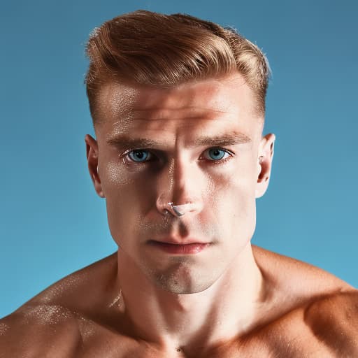 portrait+ style Russian queer gymnast blonde hunk dilf dude face