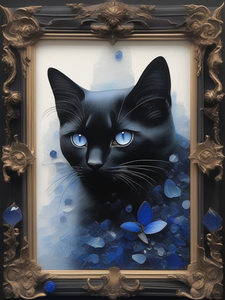  Masterpiece,(((Metamorphosis: a Beautiful ,a Black cat with sapphire eyes))),Super sensitive,Super high quality,16K, masterpiece, best quality,8k,ultra detailed,high resolution,an extremely delicate and beautiful,hyper detail