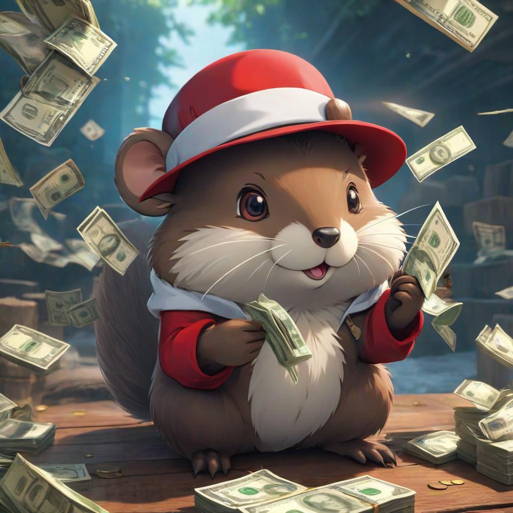  anime artwork A beaver in a red hat with ears and money in hands. . anime style, key visual, vibrant, studio anime, highly detailed hyperrealistic, full body, detailed clothing, highly detailed, cinematic lighting, stunningly beautiful, intricate, sharp focus, f/1. 8, 85mm, (centered image composition), (professionally color graded), ((bright soft diffused light)), volumetric fog, trending on instagram, trending on tumblr, HDR 4K, 8K