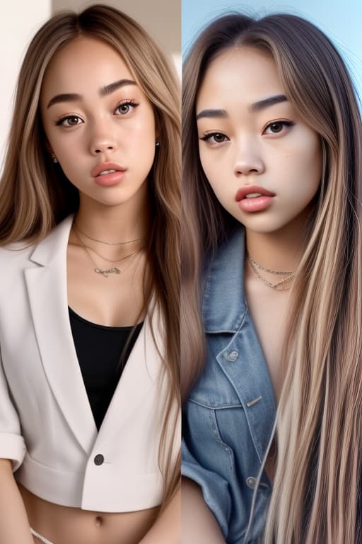  Charly Jordan and Jennie Kim, Adult woman Perfect face, beautiful face, realistic face, detailed face full body