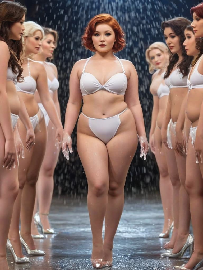  very attractive young old Emma kenney chubby redhead in pinup maid outfit, body:1.7, curvy body, add body weight, (age young):1.7, body small, height short, zoomed out view, far away view, no clothes, clothes off, shiny very short straight hair, full body in view, crack house with female gang members no clothes wearing high heels, gang clothes off, wearing high heel shoes, crowd of women in background wearing no clothes, ((white slime dripping on )):1.2, ((white slime dripping on ))1.1, ing legs, legs open, (perfect ), (((hands body)))1.7, (HIGH DETAIL), , all body in view ,high quality, realistic lighting, symmetrical natural eyes, long legs, natural eyes, beautiful realistic face, long le