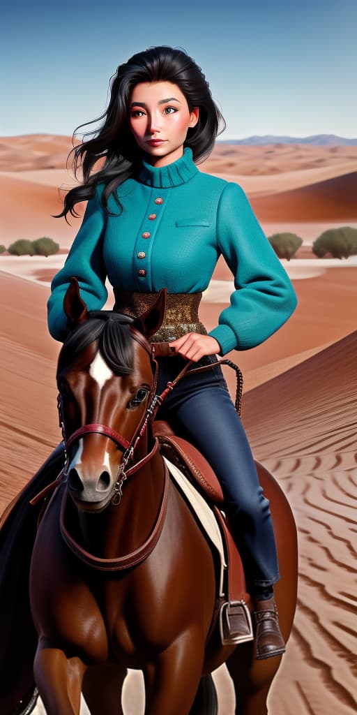  photo of a woman wearing underwear and riding a horse at the desert